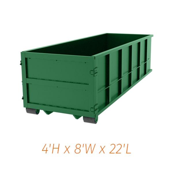 twenty yard dumpsters are commonly used for construction projects